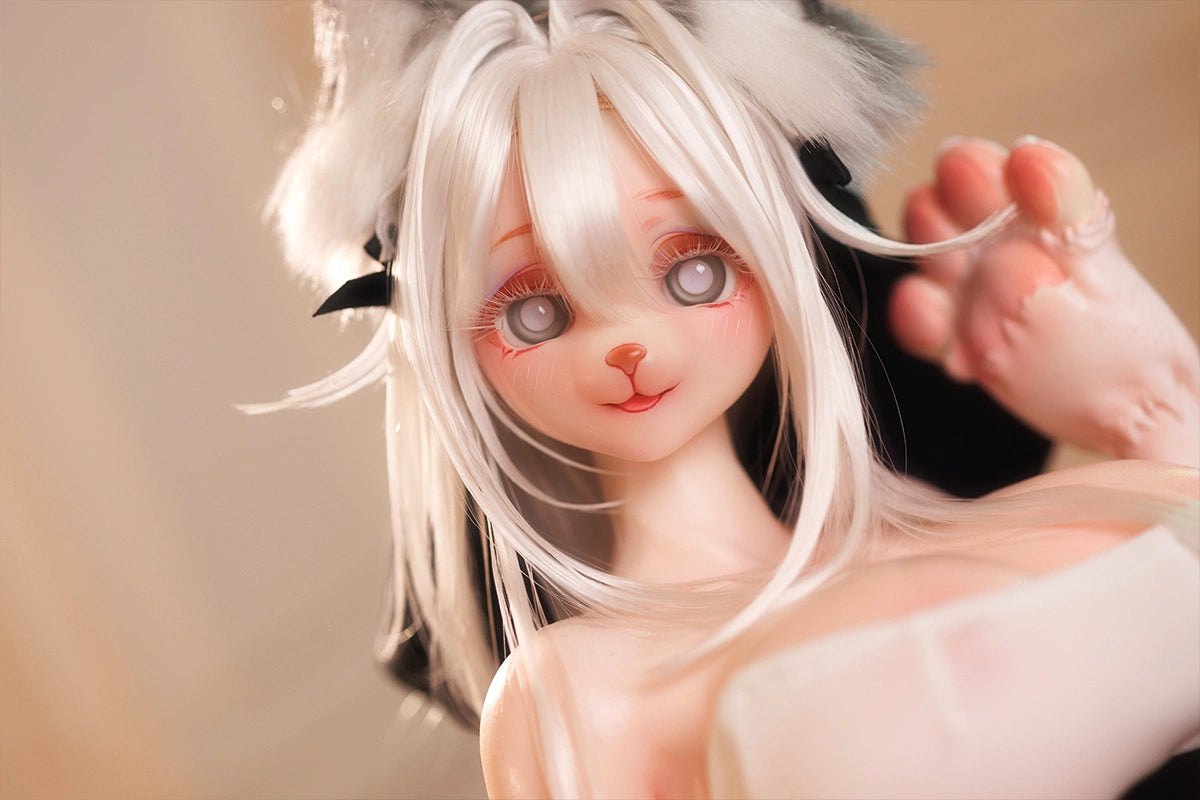 Image of Close-up of a cute anime doll with cat ears, embodying sexy furries aesthetic.