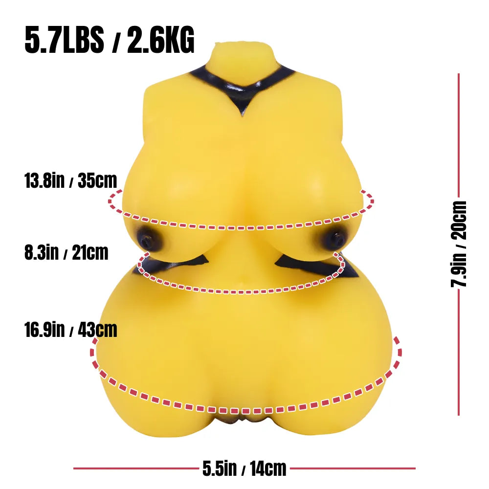 Image of Apini size chart showing 20 cm length, 2.6 kg weight, and bust, waist, and hip measurements.