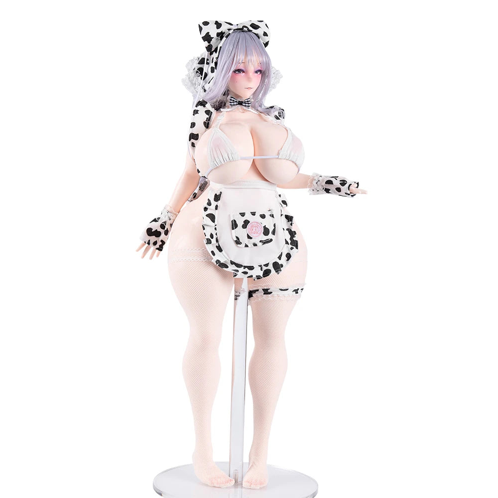 Image of The 3.0 Keiko anime figure, dressed in a maid girlfriend cow costume cosplay outfit.