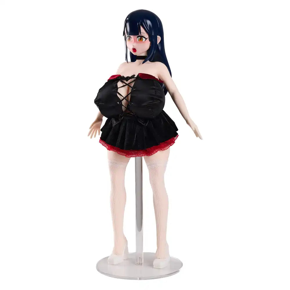 Image of Full-length three-quarter view of Audrey in her Halloween outfit, standing on a display base.