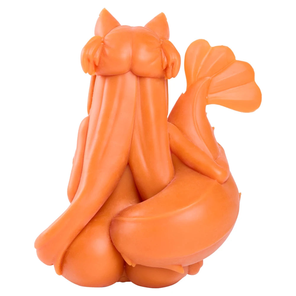 Image of Rear view of the Ebiko tiger prawn onahole highlighting her long sculpted hair and curved tail design