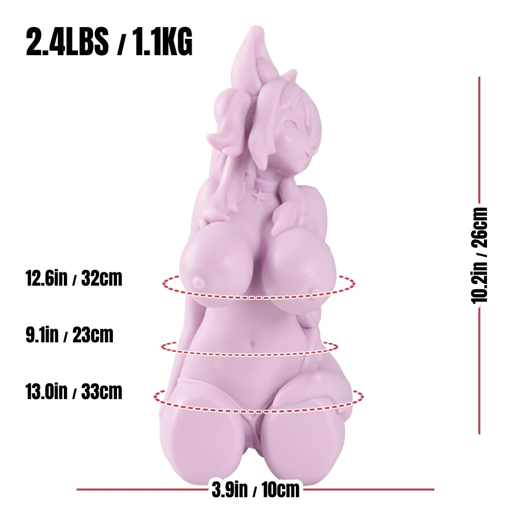 Image of Hana VTuber onahole size chart showing 26 cm height, 10 cm width and 1.1 kg weight.