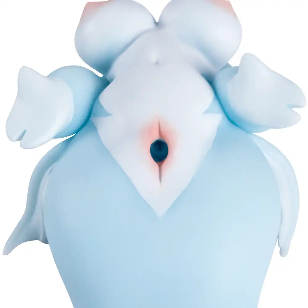 Image of Close-up of Ripna mermaid sex doll showing the vaginal opening, lower torso and surrounding blue silicone body details.
