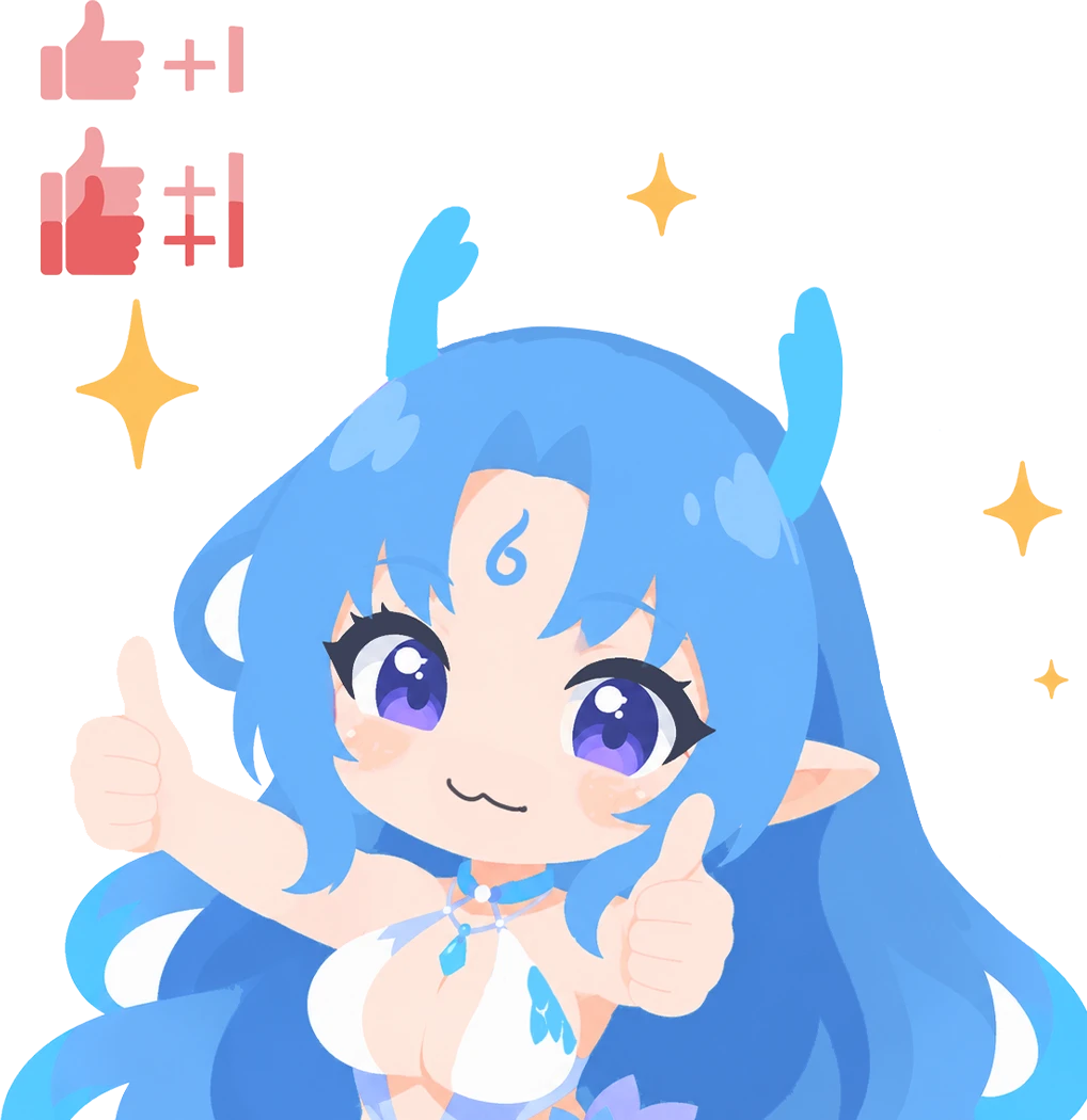 Blue-haired MRL mascot giving two thumbs up to represent authentic customer reviews and feedback
