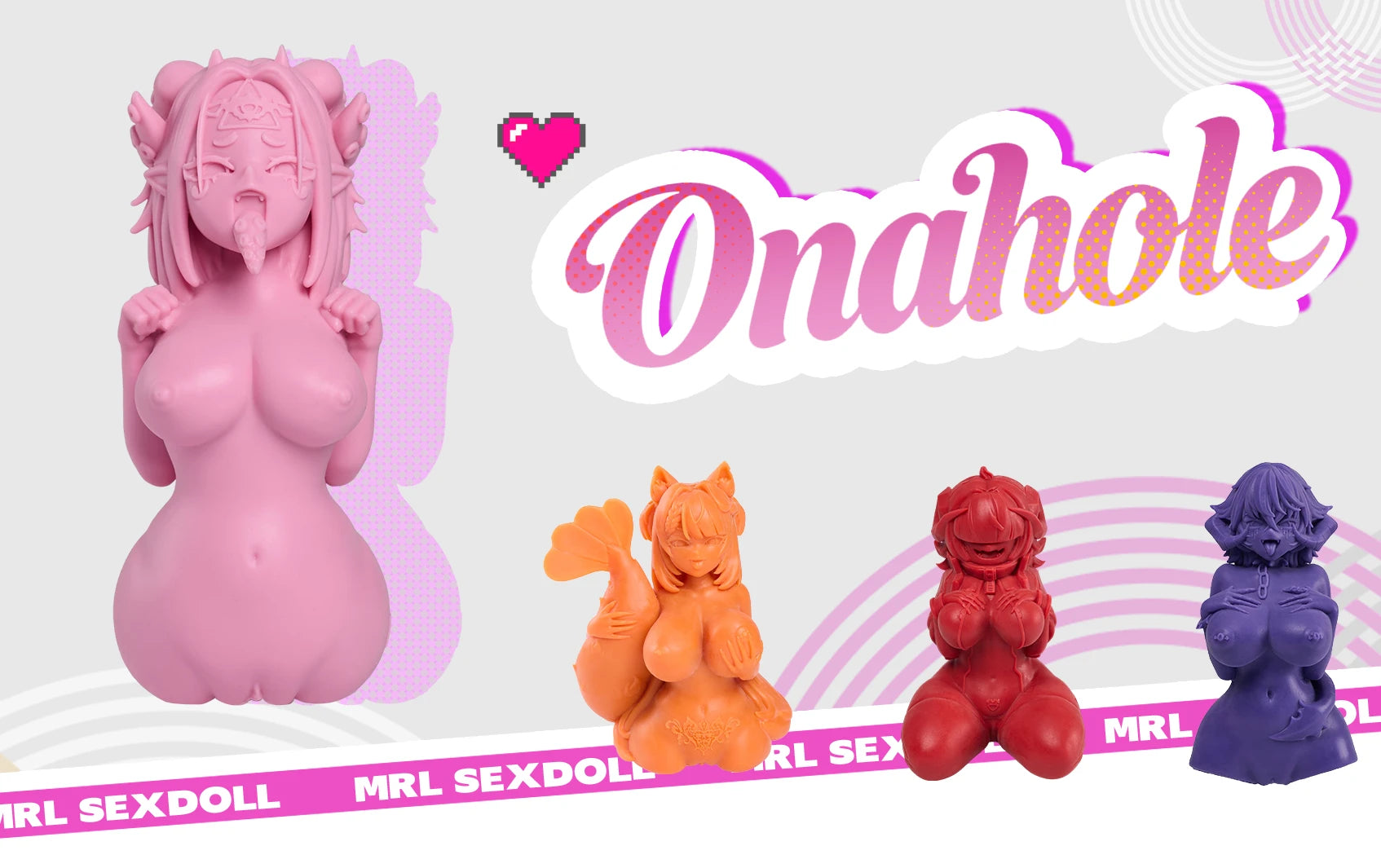 Image of Zombaebby, ThermoALTAR, Ebiko and Queen Mari hentai onaholes from the MRLSEXDOLL collection