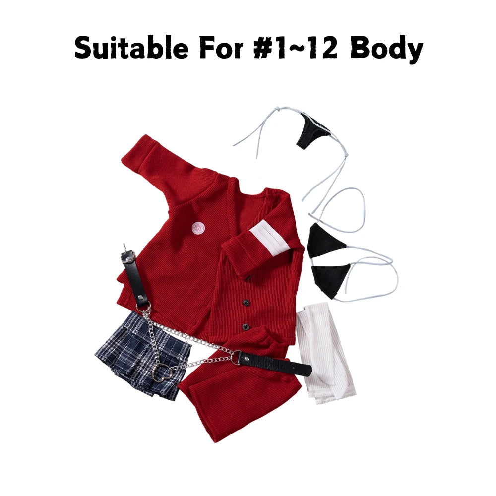 Sex Doll Clothing Red Uniform Set Sexy Lingerie Anime Cosplay (For #1~12 Body)