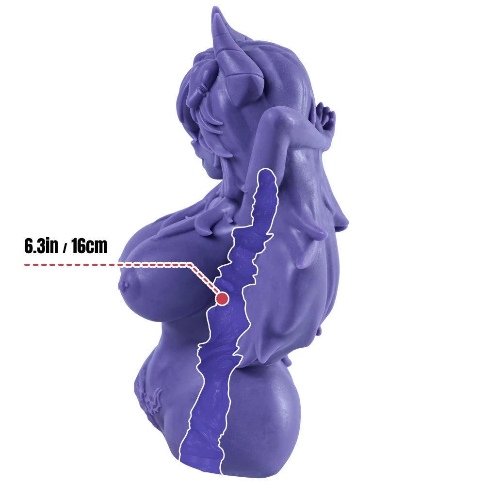 Image of Aruna onahole side cutaway showing 6.3 inch 16 cm internal vaginal channel length